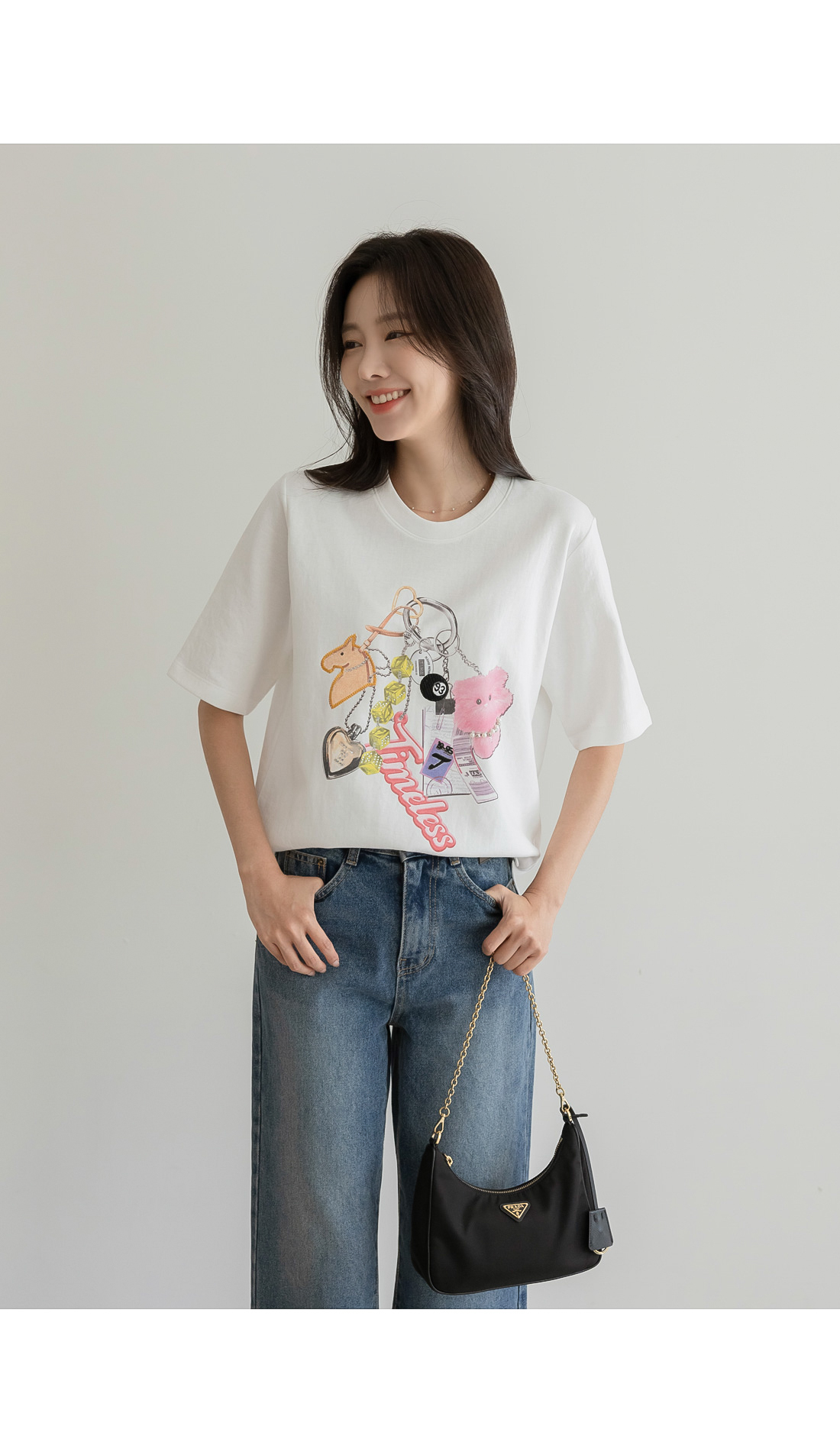[셀리나 롤업포인트 반통핏 데님]